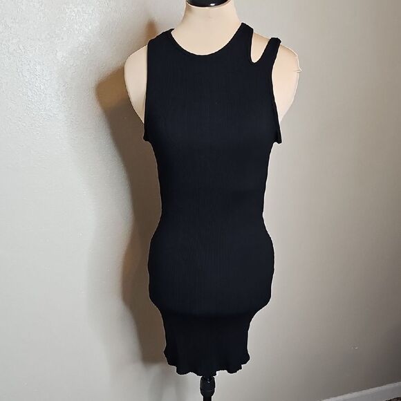 Lulu's XL Head Turner Black Ribbed Bodycon Mini Dress - Picture 2 of 9